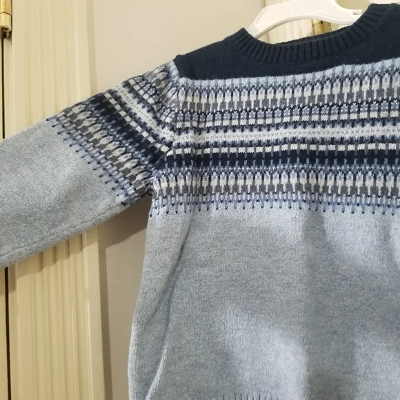 H&M Kids Sweater - Navy Blue geometrical wool blend boys size 4-6 (C8) - Picture 4 of 7